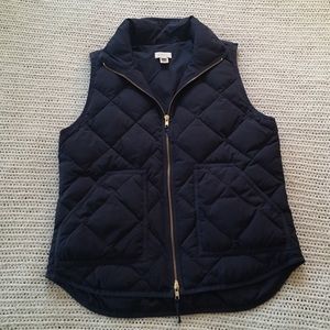 Small J Crew Navy Blue Puffer Feather Quilted Vest